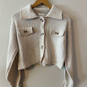 Pink Rose Cream Button-Front Cardigan